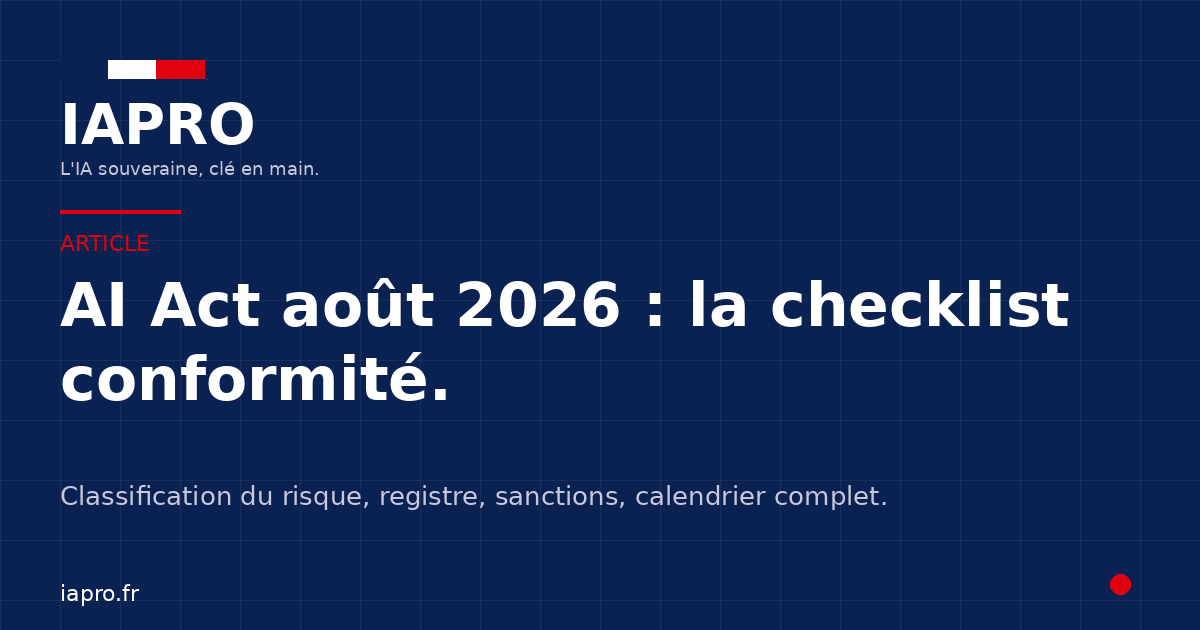 AI Act du 2 août 2026&nbsp;: ce que toute PME française doit faire dès maintenant — visuel de couverture IAPRO