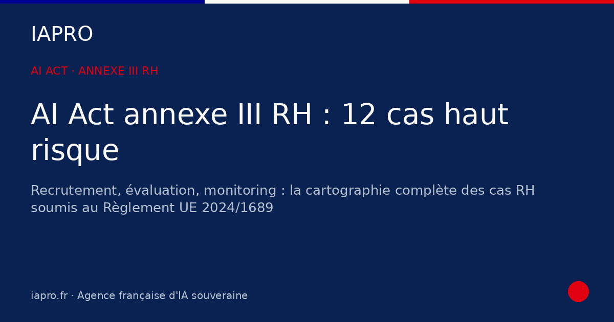 AI Act annexe III RH : 12 cas concrets de basculement haut risque — visuel de couverture IAPRO