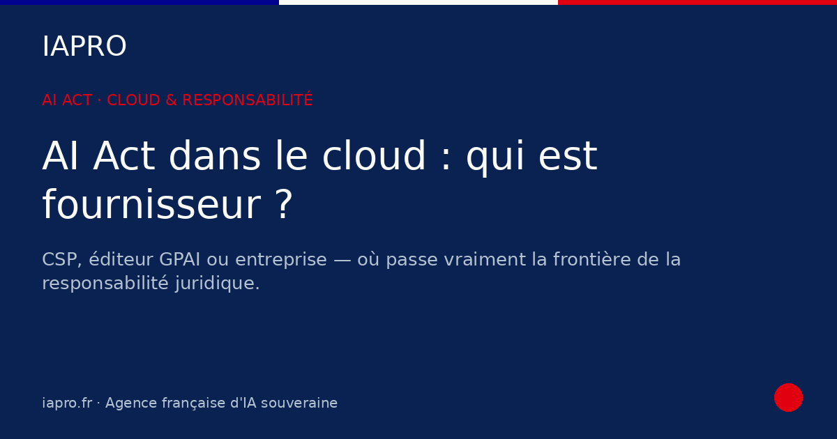 AI Act dans le cloud : qui est fournisseur, et quand exactement ? — visuel de couverture IAPRO