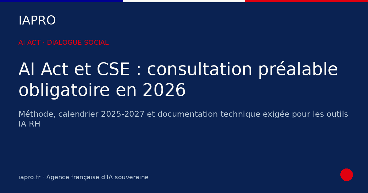 AI Act et CSE : obligations de consultation préalable des élus en 2026 — visuel de couverture IAPRO