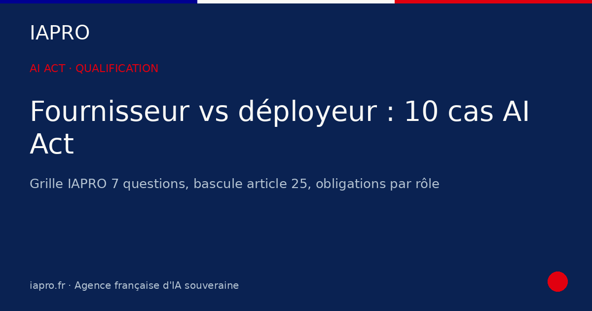 AI Act fournisseur vs déployeur : 10 cas de qualification — visuel de couverture IAPRO