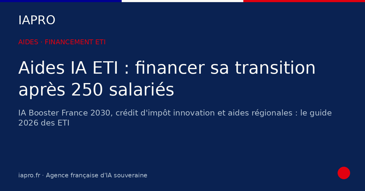 Aides IA ETI : financer sa transition IA après le seuil des 250 salariés — visuel de couverture IAPRO