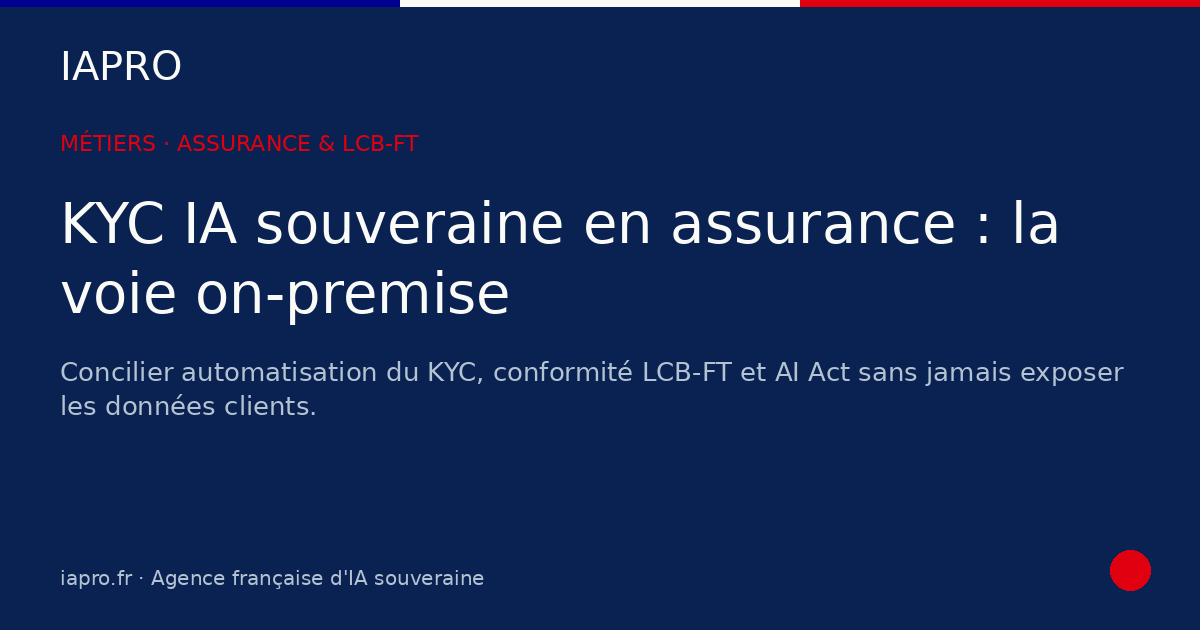 KYC et LCB-FT en assurance : pourquoi l'IA souveraine on-premise s'impose — visuel de couverture IAPRO