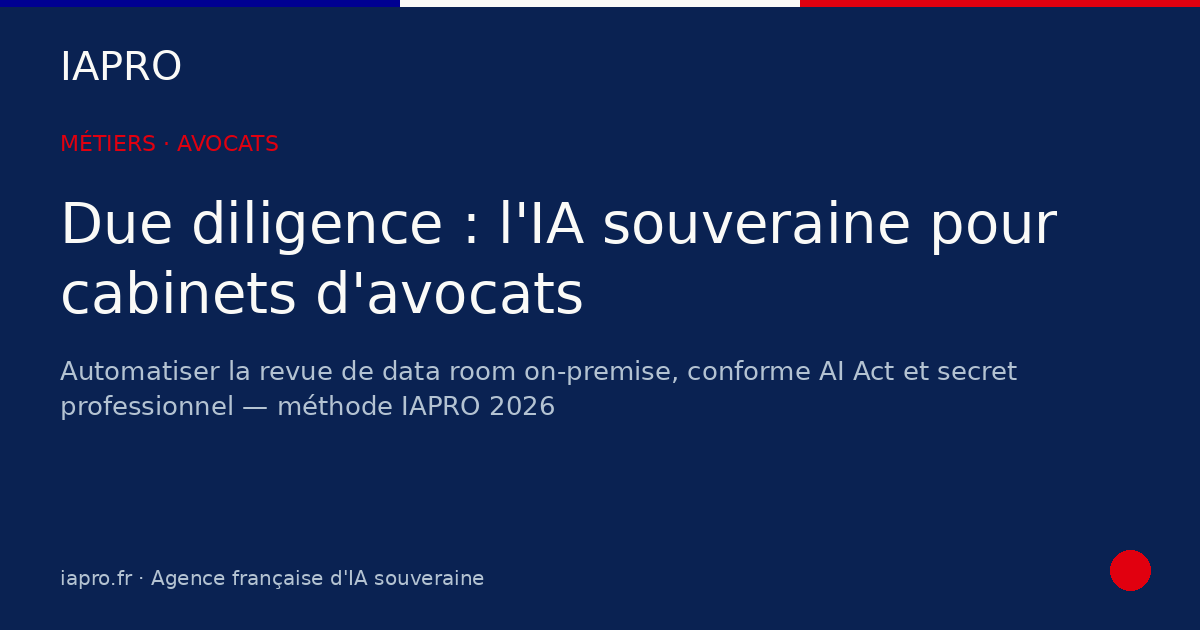 Cabinet d'avocats : automatiser la due diligence en mode souverain — visuel de couverture IAPRO