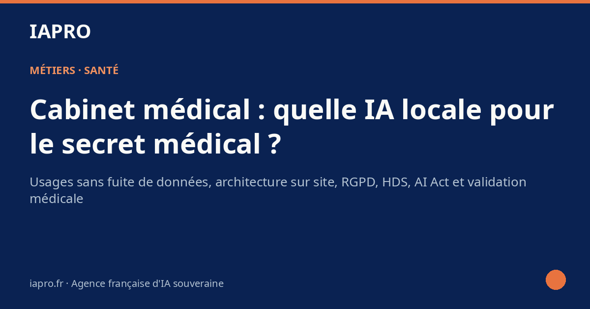 Cabinet médical : quelle IA locale pour respecter le secret médical ? — visuel de couverture IAPRO