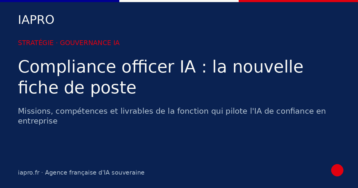 Compliance officer IA : la nouvelle fiche de poste stratégique — visuel de couverture IAPRO