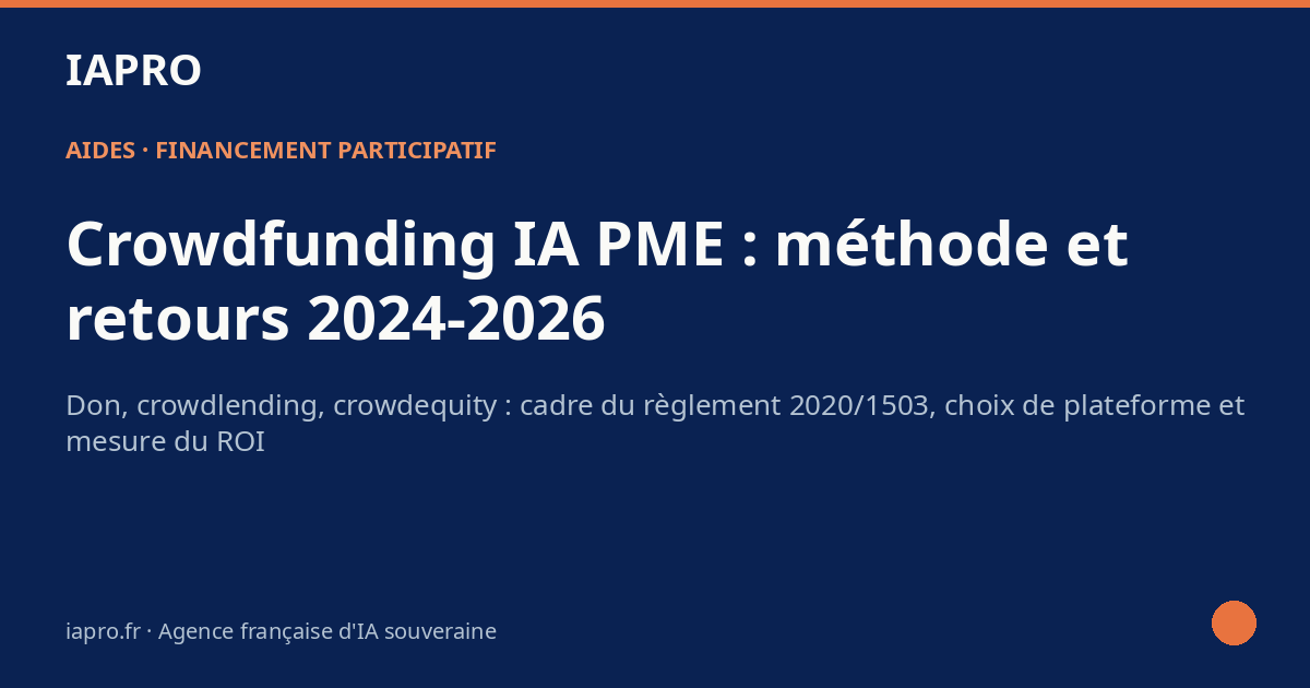 Crowdfunding IA PME : retours d'expérience 2024-2026 et méthode pour réussir — visuel de couverture IAPRO