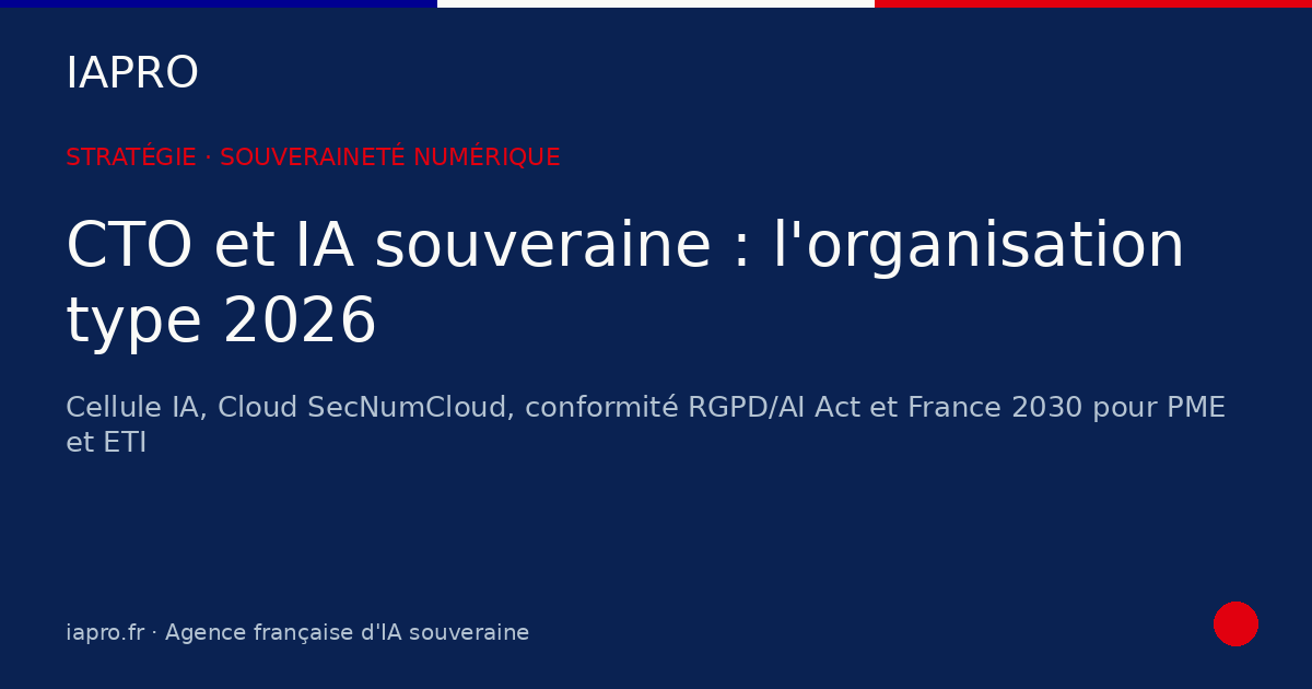 CTO et IA souveraine : l'organisation type d'une DSI en 2026 — visuel de couverture IAPRO