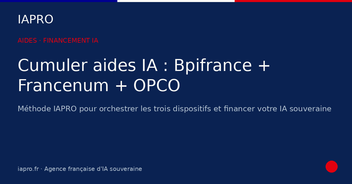 Cumuler aides IA : Bpifrance + Francenum + OPCO, la combinaison optimale — visuel de couverture IAPRO