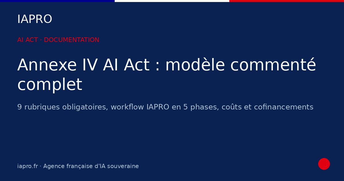 Documentation technique annexe IV AI Act : modèle commenté — visuel de couverture IAPRO