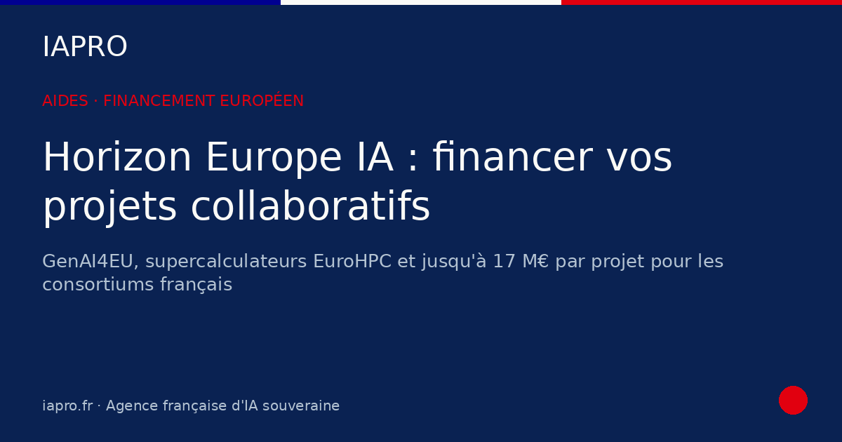 Horizon Europe IA : financer vos projets d'IA collaboratifs français — visuel de couverture IAPRO