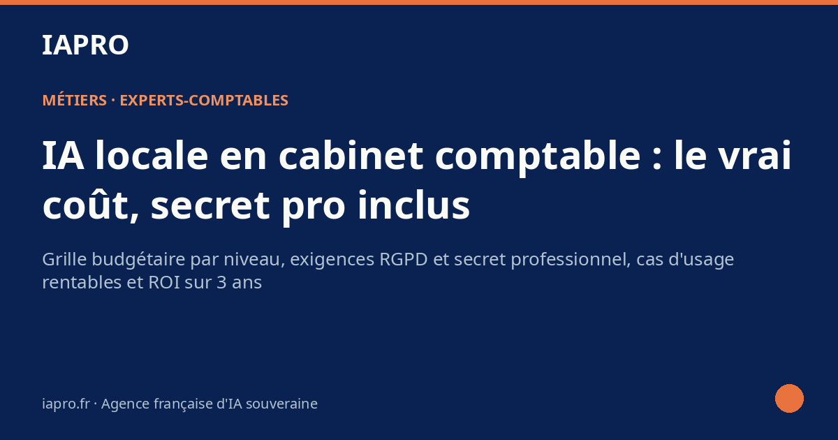 Expert-comptable : combien coûte une IA locale conforme au secret pro ? — visuel de couverture IAPRO