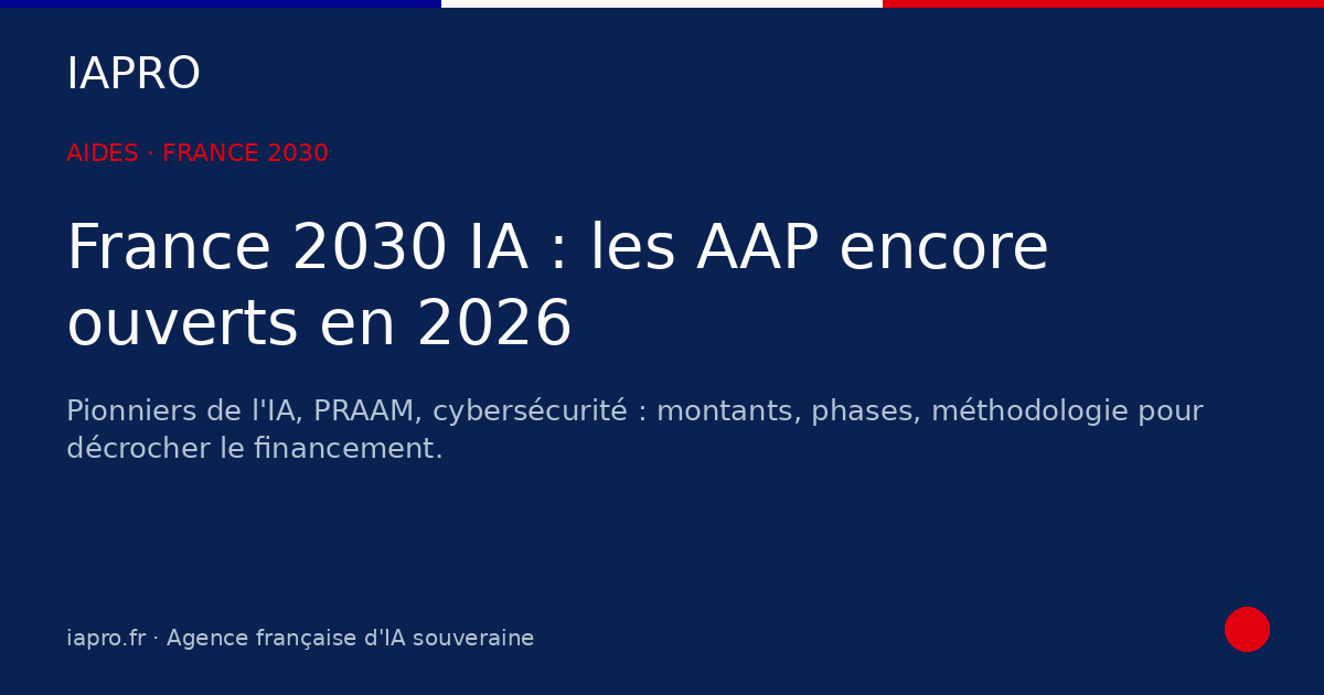 France 2030 : les appels à projets IA encore ouverts en 2026 — visuel de couverture IAPRO
