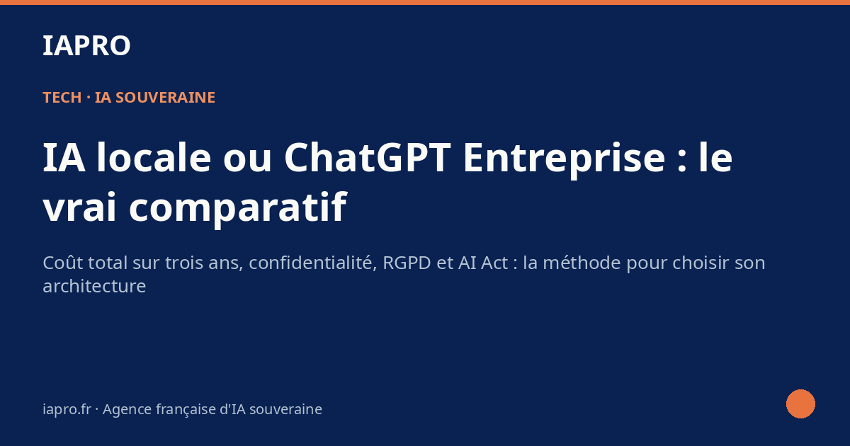 IA locale vs ChatGPT Entreprise : comparatif coût, confidentialité et conformité — visuel de couverture IAPRO
