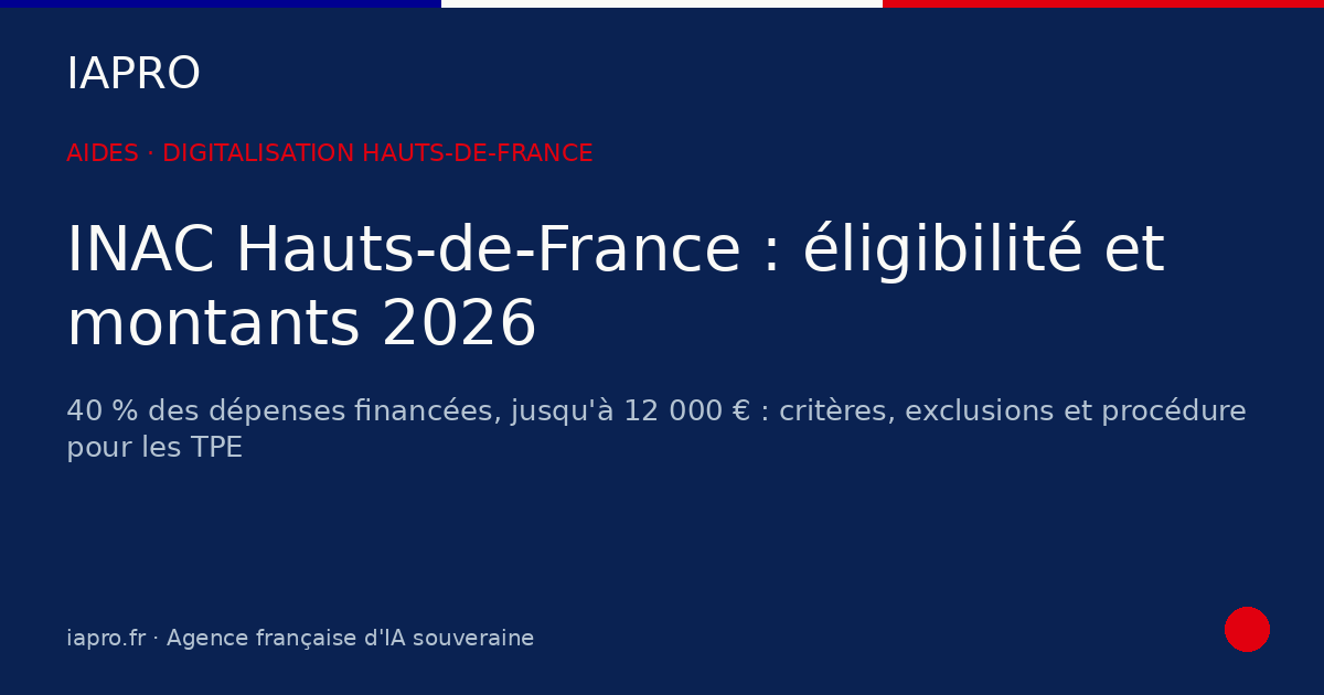 INAC Hauts-de-France : qui est éligible et quel montant en 2026 ? — visuel de couverture IAPRO