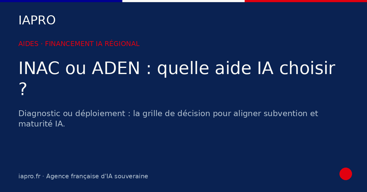 INAC ou ADEN : quelle aide régionale choisir pour un projet IA ? — visuel de couverture IAPRO