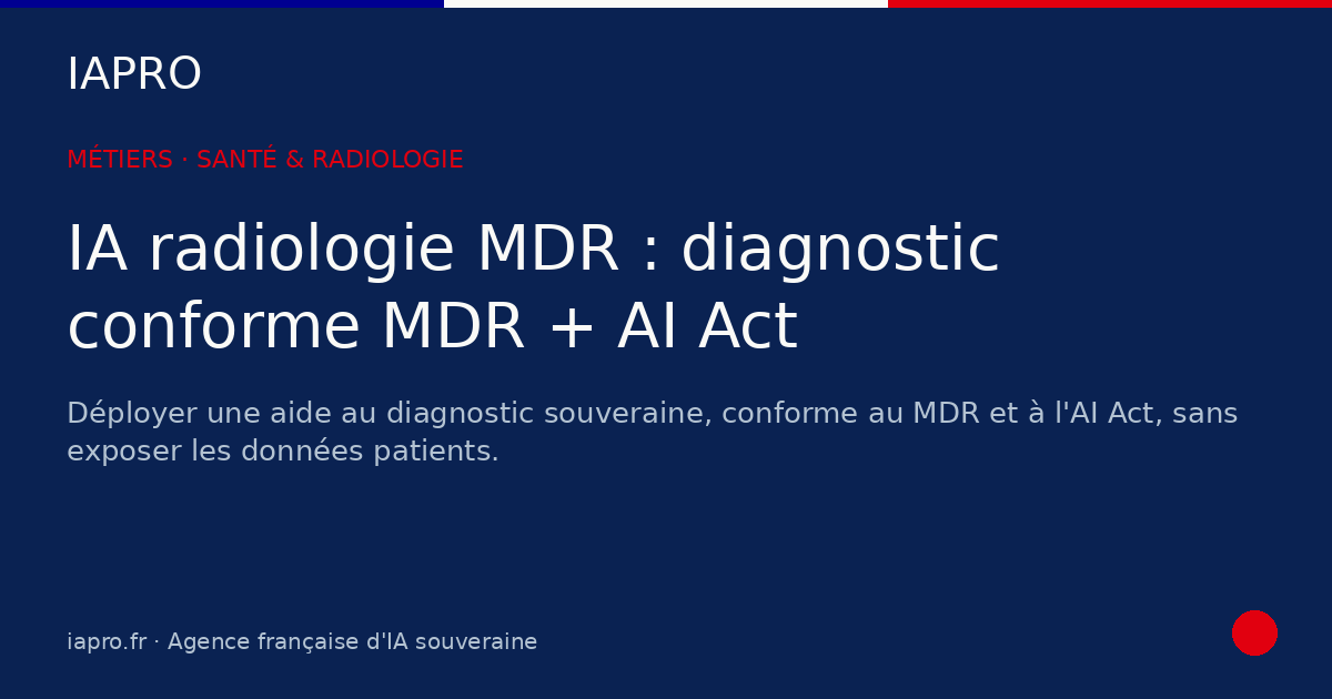 IA radiologie MDR : aide au diagnostic conforme MDR + AI Act — visuel de couverture IAPRO