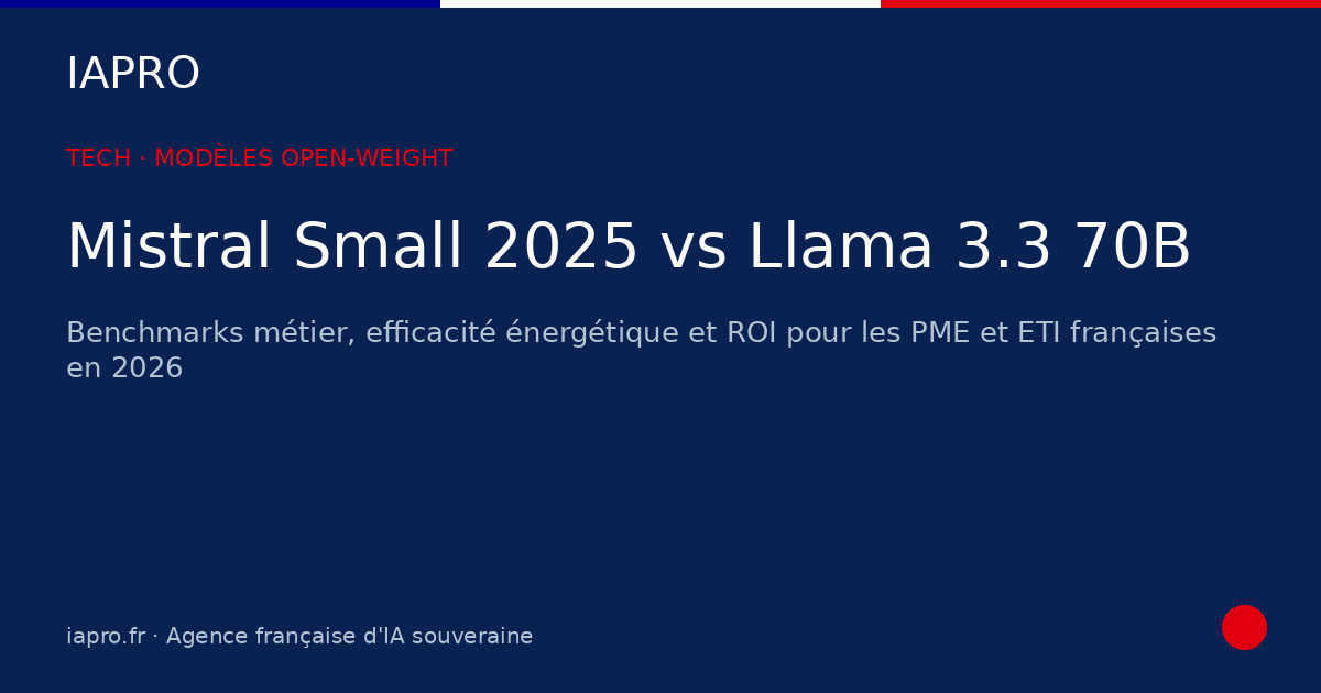 Mistral Small 2025 vs Llama 3.3 70B : benchmarks métier comparés — visuel de couverture IAPRO