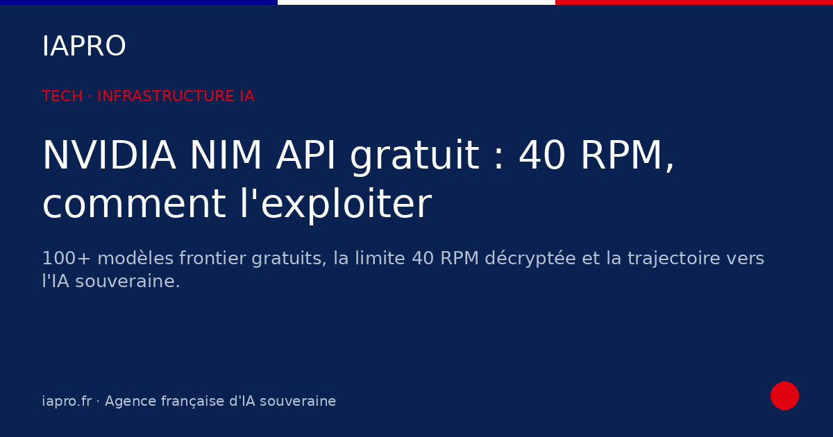 NVIDIA NIM API gratuit : 40 RPM, comment l'exploiter à fond — visuel de couverture IAPRO