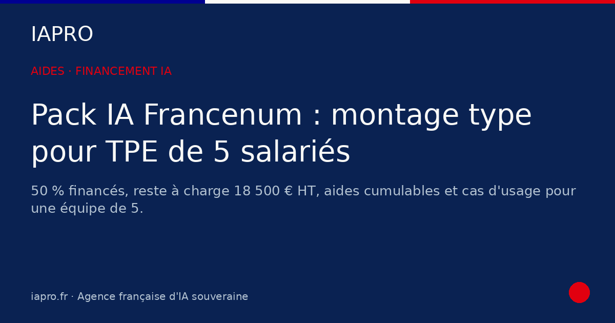 Pack IA Francenum : montage type pour une TPE de 5 salariés — visuel de couverture IAPRO
