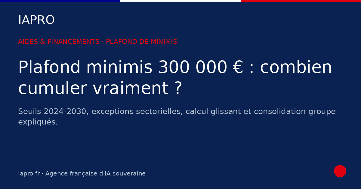 Plafond minimis 300000 € : combien d'aides peut-on vraiment cumuler ? — visuel de couverture IAPRO