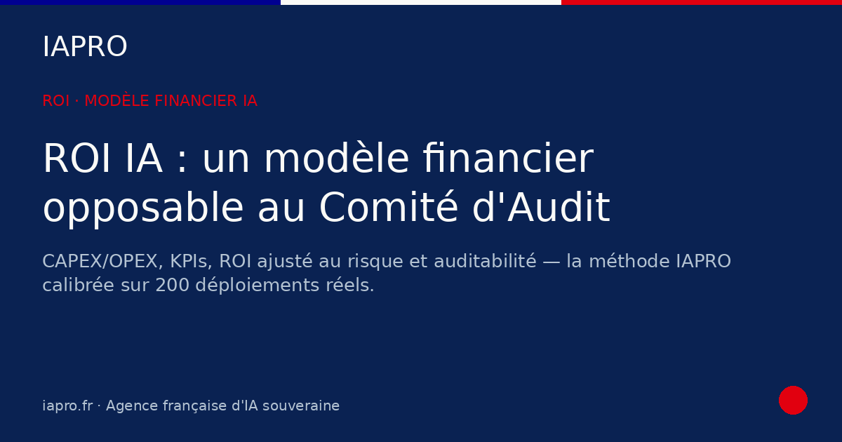 ROI IA : construire un modèle financier opposable au Comité d'Audit — visuel de couverture IAPRO