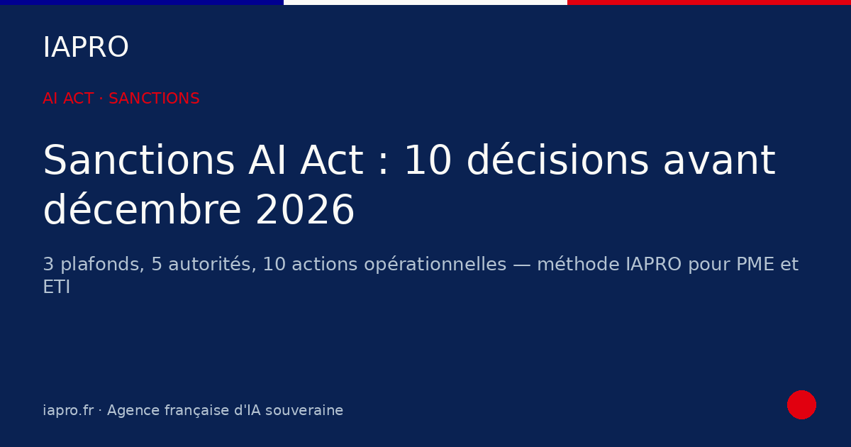 Sanctions AI Act : 10 décisions à anticiper d'ici décembre 2026 — visuel de couverture IAPRO
