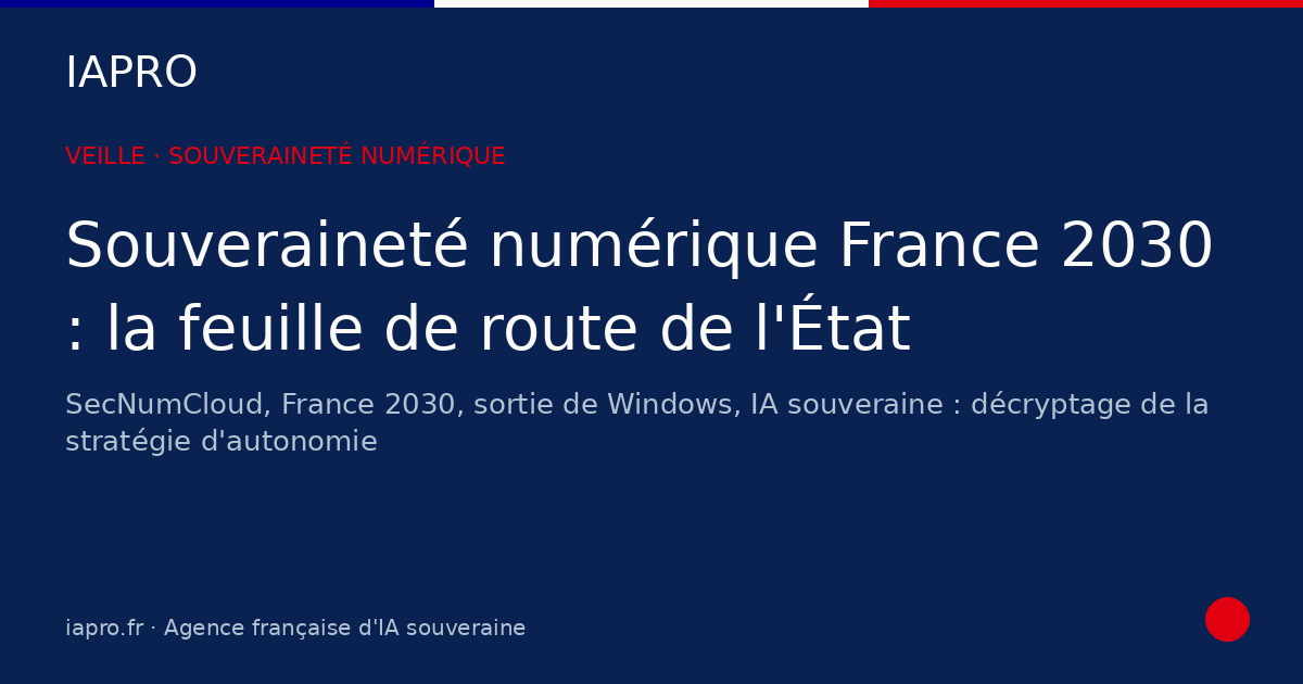 Souveraineté numérique France 2030 : la feuille de route de l'État décryptée — visuel de couverture IAPRO