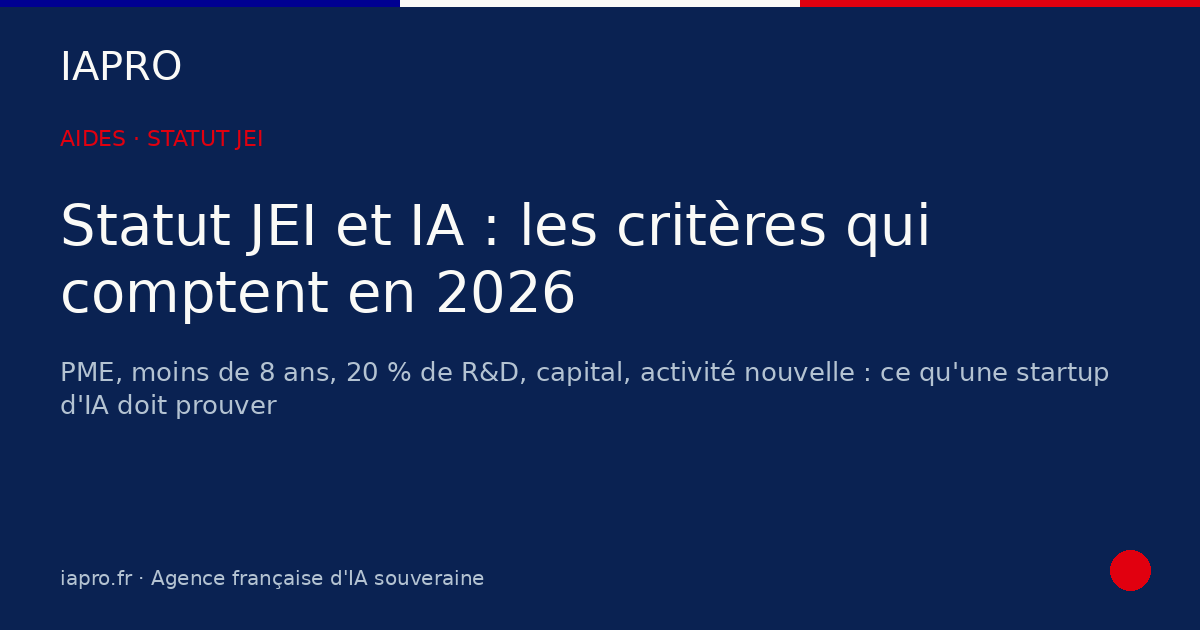 Statut JEI et IA : quels critères pour une jeune entreprise en 2026 ? — visuel de couverture IAPRO
