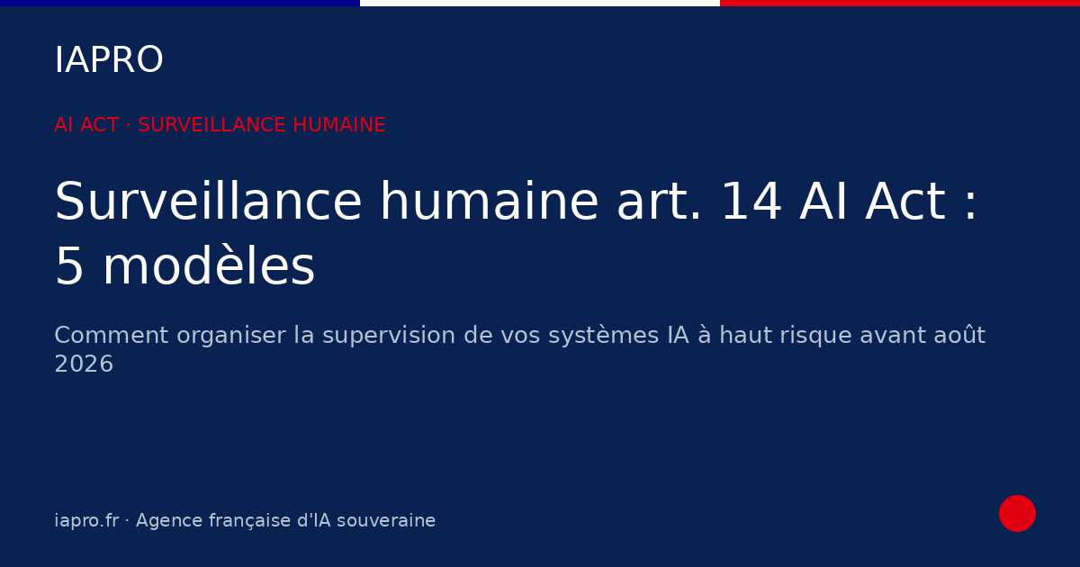 Surveillance humaine art. 14 AI Act : 5 modèles opérationnels concrets — visuel de couverture IAPRO